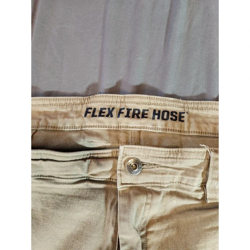Duluth Trading Flex Fire‎ Hose Mens Cargo Work Pants 41x30 Desert Khaki Relaxed